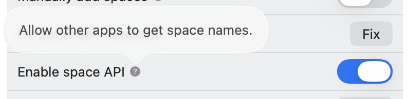DesktopRenamer's Enable SpaceAPI setting in the Advanced settings section